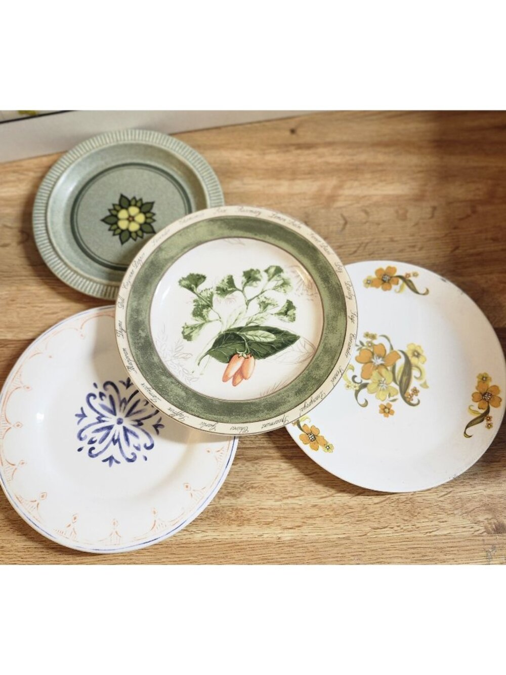 Mismatched Plates Stoneware Ceramic, 7-8" Lunch Salad Set of 4